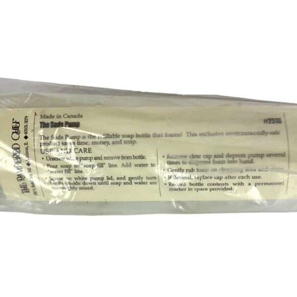 The Pampered Chef Foaming Suds Plastic Soap Pump Dispenser No 2517 NEW Sealed - Picture 3 of 3